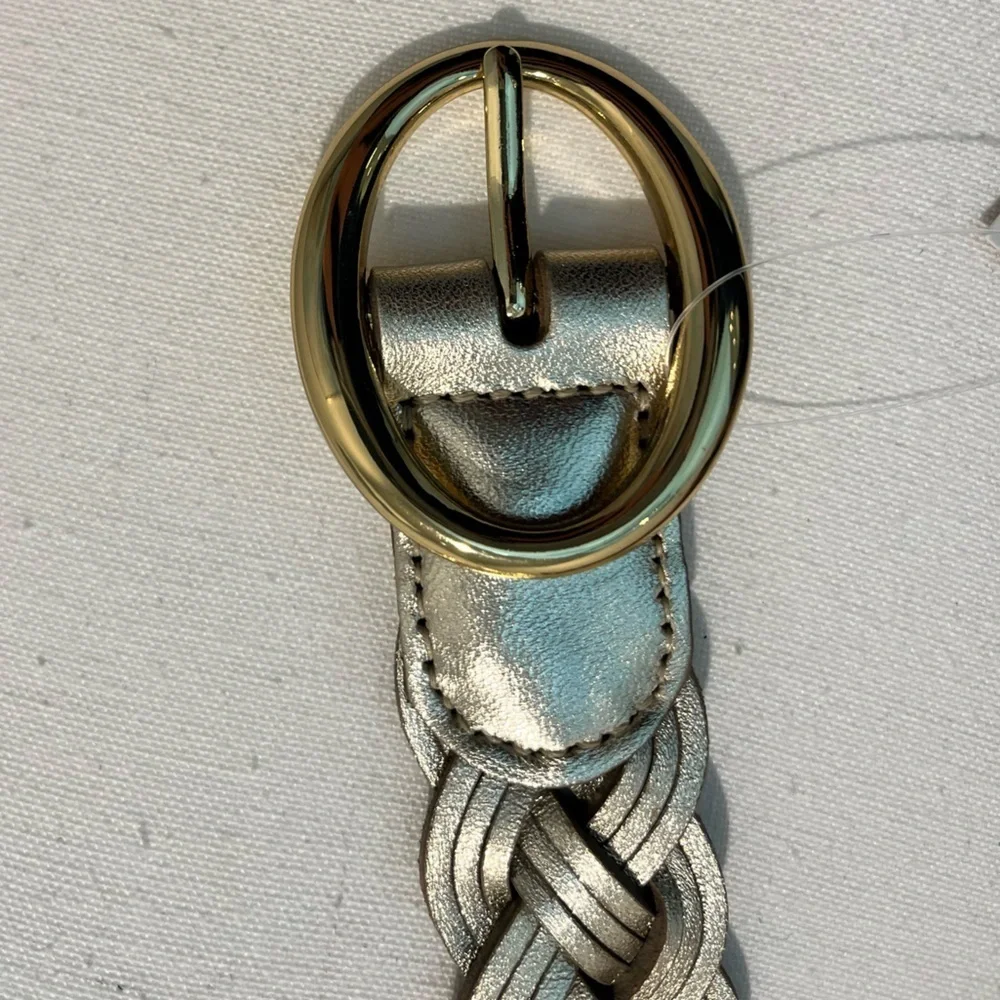 NWT J.Crew Braided Metallic Italian Leather in white gold XS/S - Picture 9 of 10